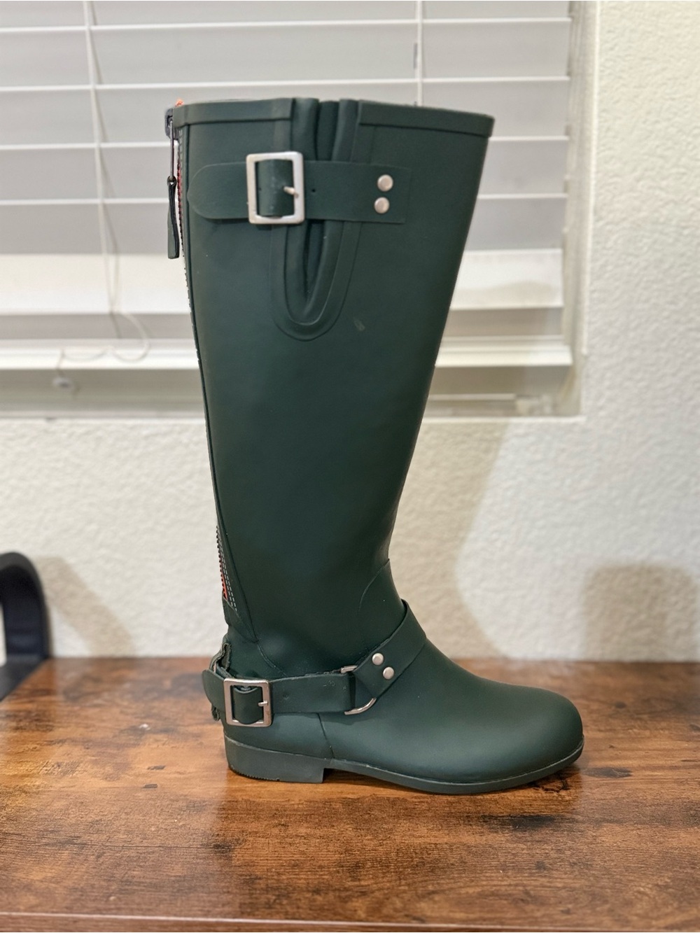 Steve Madden Dark Green Women's Tall Rain Boot with Buckle